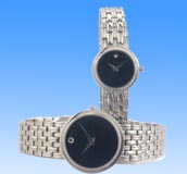 Costume jewelry accessory wholesalers online supply stainless steel silvery band fashion watch set in black round face design.