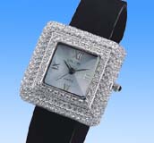 Supplement fashion accessory wholesalers online presenting double square face fashion watch with black leather band. Elegant and professional, perfect for both formal dress up match and casual wear decor!