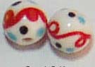 High quality jewelry gift catalog supplier online offering white chinese lampwork glass beads with dot and line pattern decor. This unique design lampwork glass beads to combine with others of your choice to fashion one-of-a-kind wearable art. 