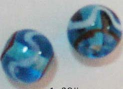Collectible Czech glass bead wholesale catalog online supply rounded transparent blue glass beads with wave line pattern. We stock the best of the new ideas in Czech glass beads, including a great garden collection, as well as the classics.