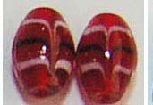 Handmade jewelry accessory distributors online wholesale bloody reddish fashion glass bead with black and white line decor. Your satisfaction with our beads is back 100%!