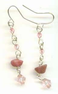 Handcrafted fshion jewelry art online wholesalers unique distributing fish hook fashion earring with pinky cz and stone beaded dangle design. Suitable for all ages femals on Earth!