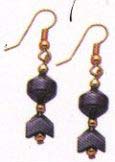 Nautical hematite art supply online offering rocket design hematite earring wirh gold plated beads and fish hook to fit. Cool, trendy, and fashionable!