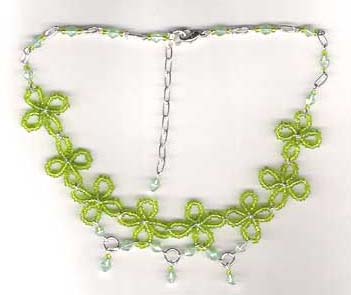 Beaded necklace wholesale jewelry online supply flower design fashion necklace with green beads decor. A beautiful piece in the most competitve price offfered. 
