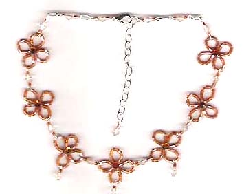Handcrafted jewelry accessory wholesale supply beaded fashion necklace with brown flower pattern decor. Perfect for gift giving!
