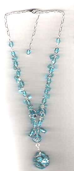 Gift for beads lovers wholesale catalog online offering blue beaded fashion necklace with blue bea pendant. All of our necklace are beautiful and uniqe. Wearing this of these pieces to captur everybody's eye sight!