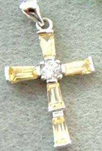 Direct import zirconia set cross pendant online wholesale yellow cz embedded zirconia cross pendant with a rounded clear cz stone inlay at centre. An ancient cross of Celtic origin encircled by Viking runes. 