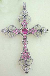 Our boldest Celtic cross pendant, and the most colorful. Sparkling Austrian crystals in royal purple highlight this large filligree fashion pendant. Worn for inspiration and intuition.