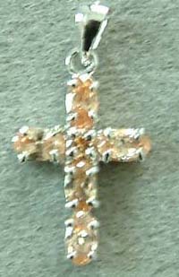Cubic zirconia atone and cross both are the 2005 new fashion trend. So you should never miss this multi oval shape orange cz stone embedded fashion cross pendant. Perfect for every occassion!
