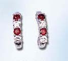 2004 trendy jewelry online wholesalers distributing long strip sterling silver earring with two red and clear rounded cz stone embedded. A perfect earring gift jewelry for every age!