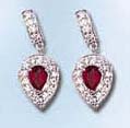 Unique handcrated designers cz earring online wholesale manufacturing sterling silver earring with multi clear cz surrounded water drop shape red cz stone at centre. 