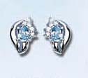 Contemporary jewelry making supply online catalog wholesale eye shape design sterling silver earring with blue cz and 3 mini clear cz stone inlaid. Cool, neat, eys-catching!