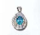 Cz pendant online collection wholesale fashion cz pendant with an oval shape blue cz embedded at centre. Beautifully suspended on silver chain. Wearing this to be an attractive night party queen!