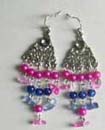 Fansy wearable art supply wholesale collection presenting fan shape design stud earring with multi color beaded dangle