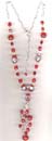 Online collection trendy jewelry wholesalers supply red faux stone beaded fashion necklace with beaded pendant dangle