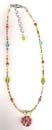 Birthday gift idea for girls  direct import online shop supply multi assorted color beads forming fashion necklace with red beads pendant