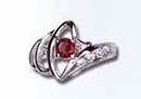 2004 vintage jewelry accessory online shopping supply silver plated fashion ring. Mini clear cz embeeded, carved out pattern design with a rounded garnet stone inaly at center. Unique, cool, trendy, suitable for every occassion!