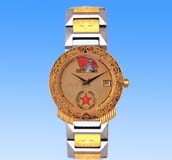 Fansy jewelry gift shopping online catalog wholesale golden round face fashion watch with ancient Wiccan star in circle pattern decor. A beauty you can not resist!