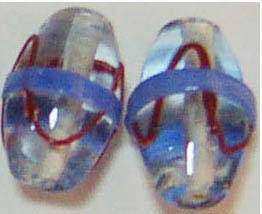 Glass bead making supply online offering transparent glass beads with fashion wave line decor. Perfect for various kinds of jewelry making! 