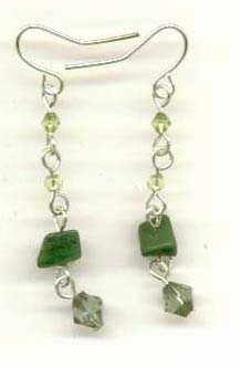 Antique stone jewelry accessory suppliers online store offering fashion fish hook earring with green beads and stone dangle design. Perfect for all ages femals on Earth!