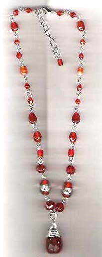 Designed and crafted handmade necklace jewelry supply online presenting multi  agated stone beads inlay fashion necklace with a water drop shape  agate stone pendant. 